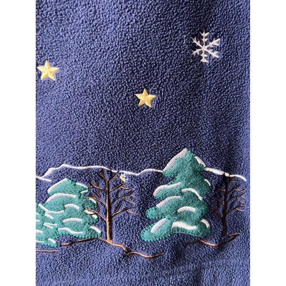 VTG Breckenridge Womens Fleece Vest Winter Scene Embroidered Blue Size L Granny - Picture 3 of 6